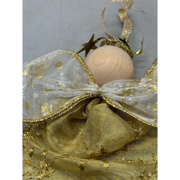 Handmade Christmas Angel tree ornament gold white ribbon snowflakes 5" READ - Picture 6 of 7